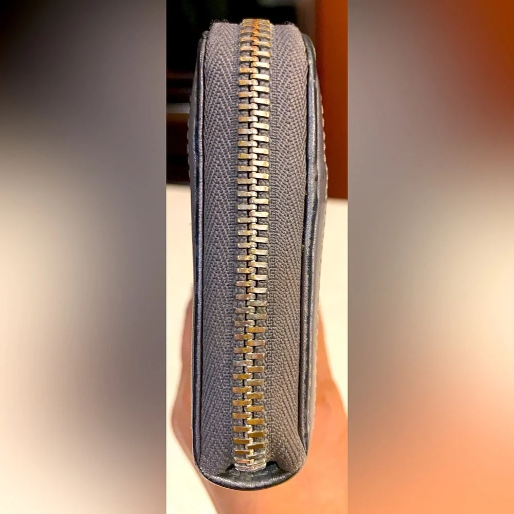 COACH Grey Zip Around Accordion Wallet